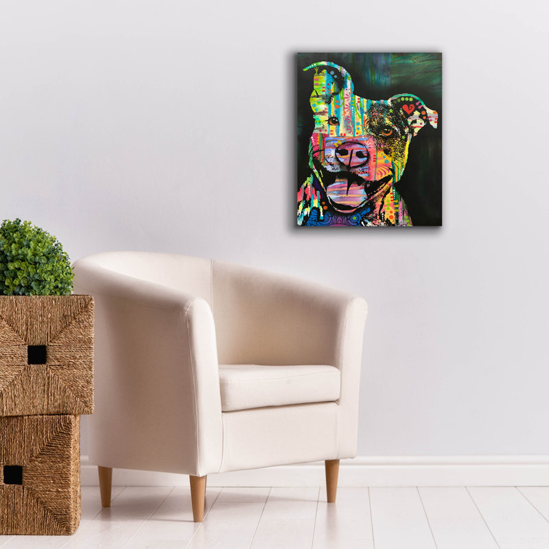 «Exhuberant Pit Bull» par Dean Russo, H 24 po x l 20 po x P 0,75 po