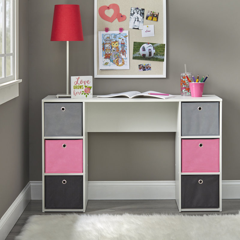 Bureau d'écriture Meike, Rose, noir et gris, Noir, noir, noir, noir