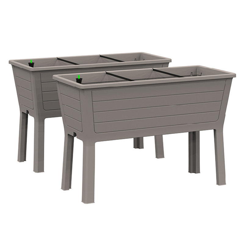 Double Raised Garden Bed Planter with 100L Capacity & 17L Water Storage - UV-Resistant Resin Construction - Indoor/Outdoor Use