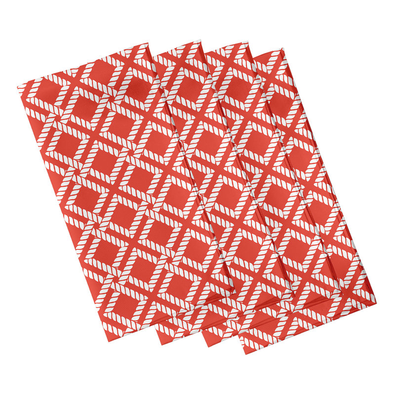 Ensemble de serviette de table à gréement 4 pièces Hancock, L 18 po x L 18 po, Rouge/orange