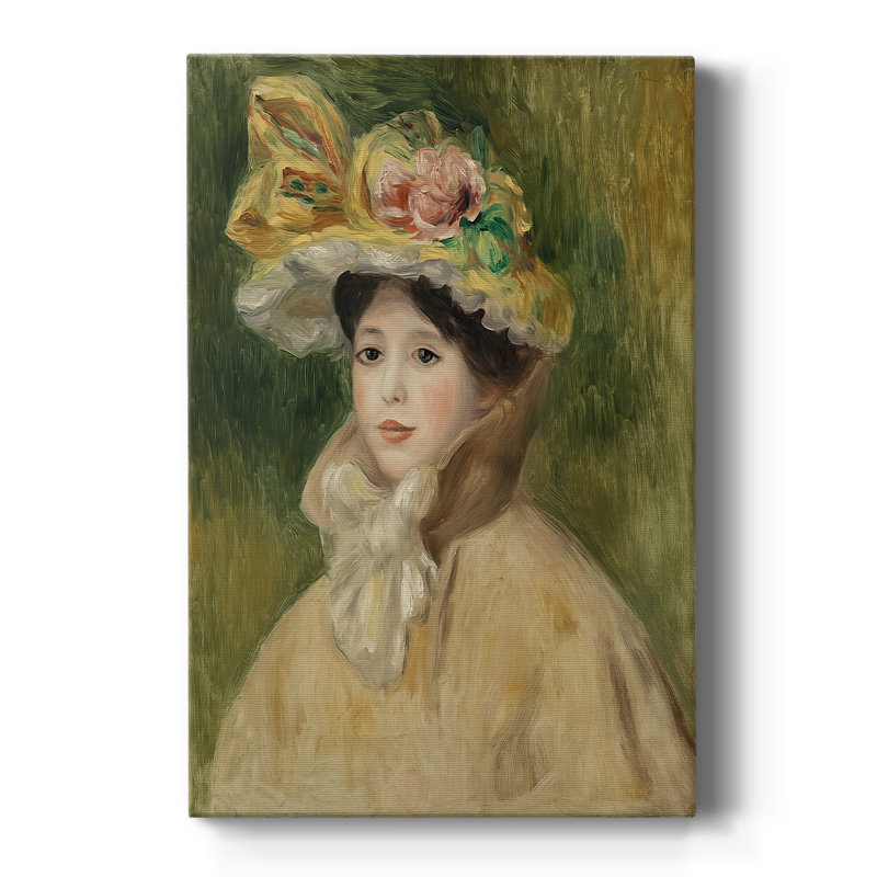 Femme à la capeline - Femme sur toile tendue avec châssis par Pierre-Auguste Renoir, 40 po x 60 po