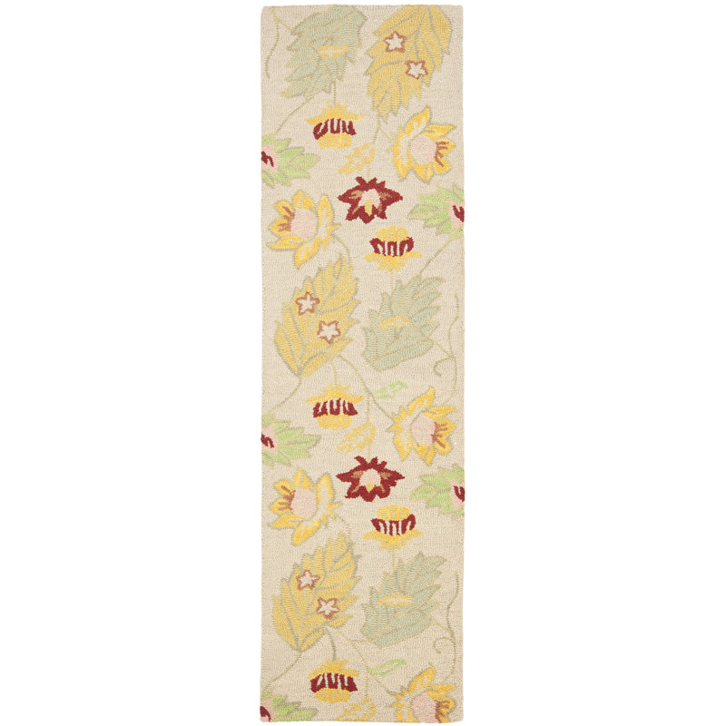 Emrick Blossom Hand Hooked Wool Floral Rug, Runner 2'3" x 8'