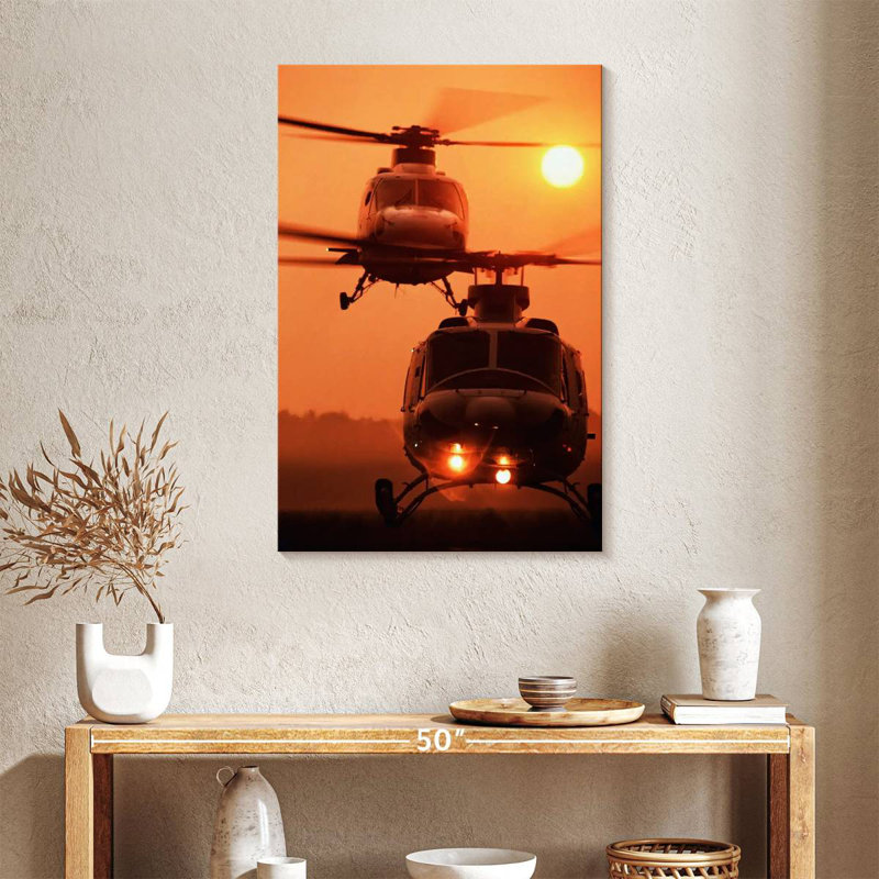 Mehar Helicopter Sunset Landing, 36" H x 24" W