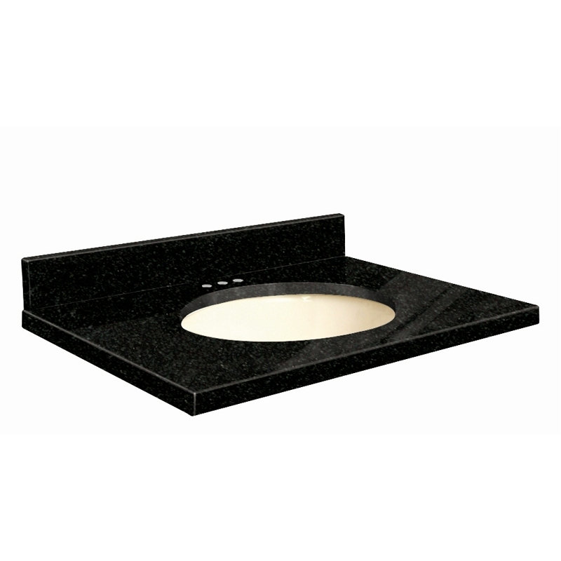 Dessus de salle de bain simple 25 po meuble-lavabo, Biscuit, Central de 4 po, Noir absolu