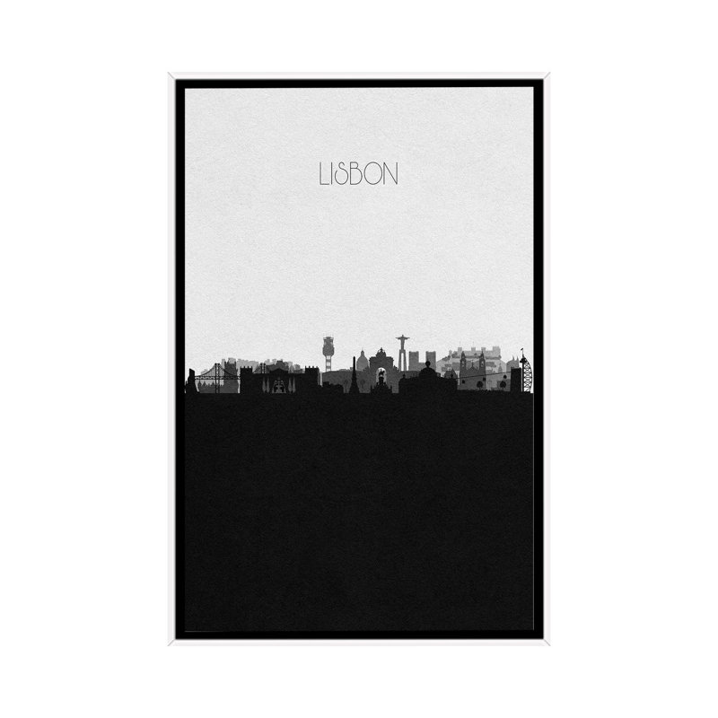 Lisbon, Portugal City Skyline 1 Piece Single Picture Frame and Floater Frame Wall Art on Canvas, 66.04 cm H x 45.72 cm W