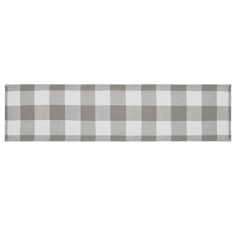Linge de table à carreaux Annie Buffalo, Gris / Blanc, 48 po x 12 po