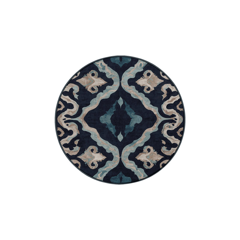 Tapis gris lavable à la machine, Rond 5 pi