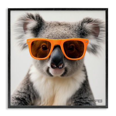 Koala frais et verres, estampe numérique encadrée par Roozbeh Bahramali