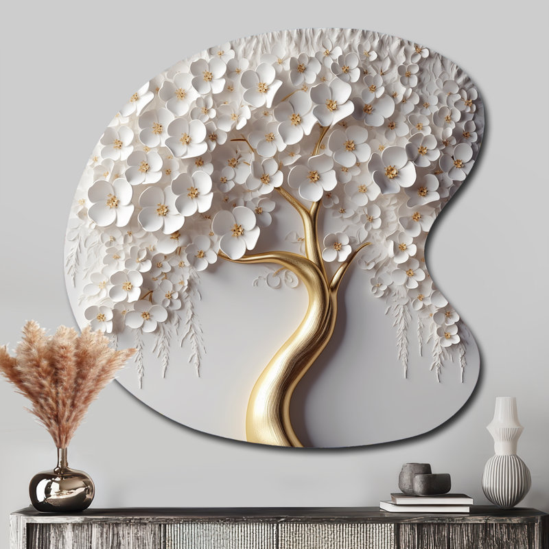 Yateley - Art mural asymétrique en métal à motif floral, H 33 po x l 33 po