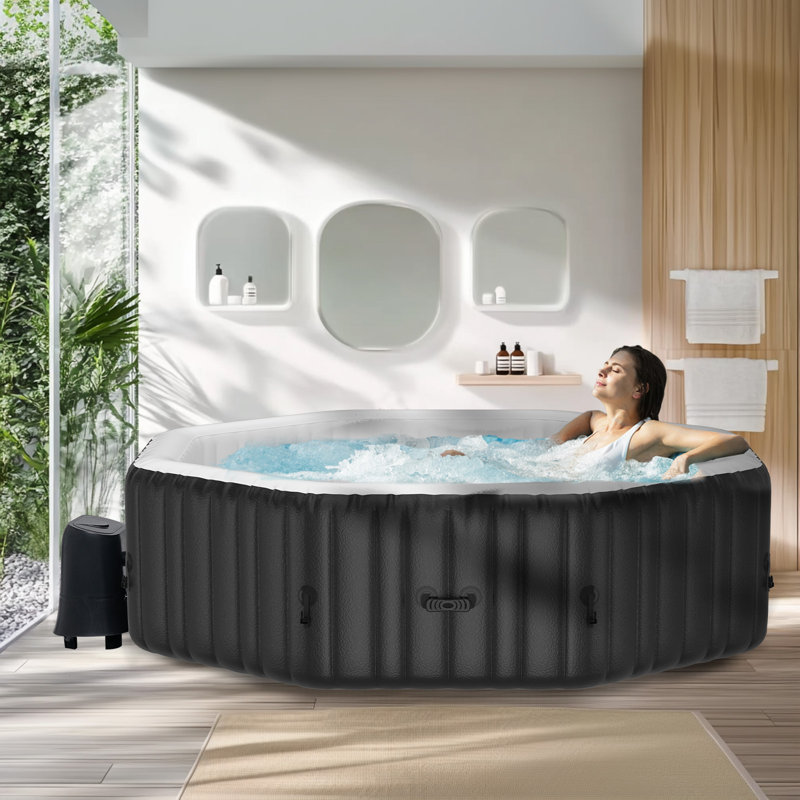Spa gonflable, grand spa portable, spa gonflable avec couvercle isolé et pompe de chauffage