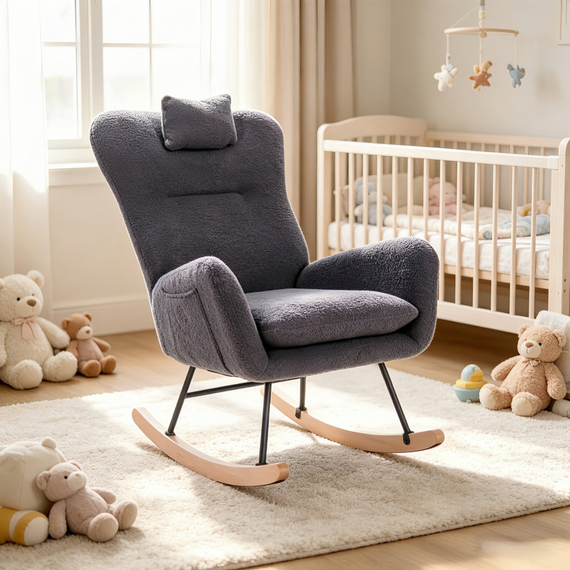 Chaise berçante en tissu Teddy