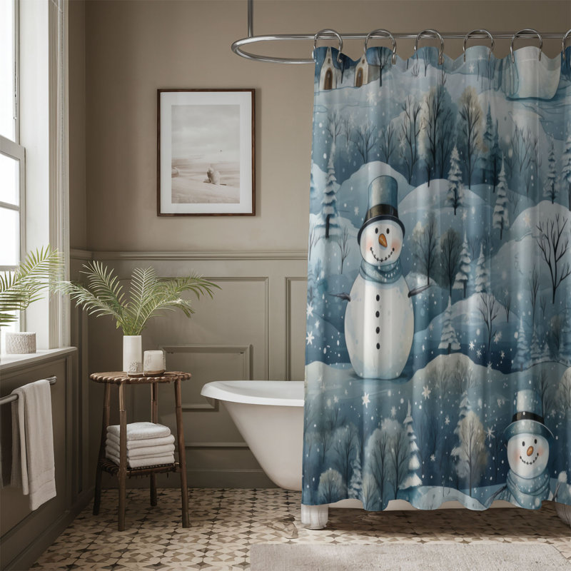 Rideau de douche Glacial Snowman - Premium, H 74 po x l 71 po
