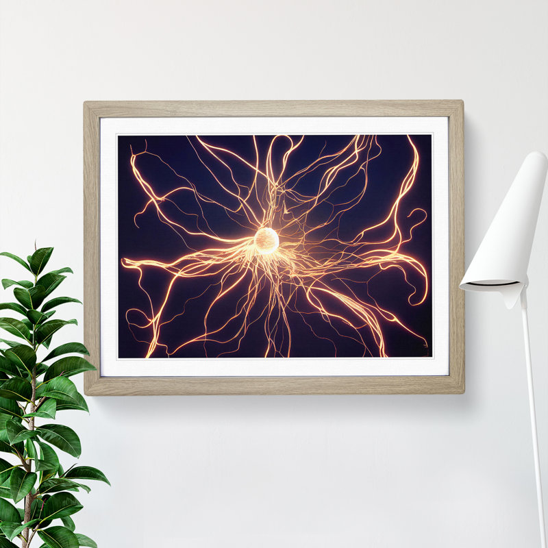 XH1022-3011X Electricity Vol.1 - Single Picture Frame Print, 46cm H x 64cm W x 2cm D, Oak