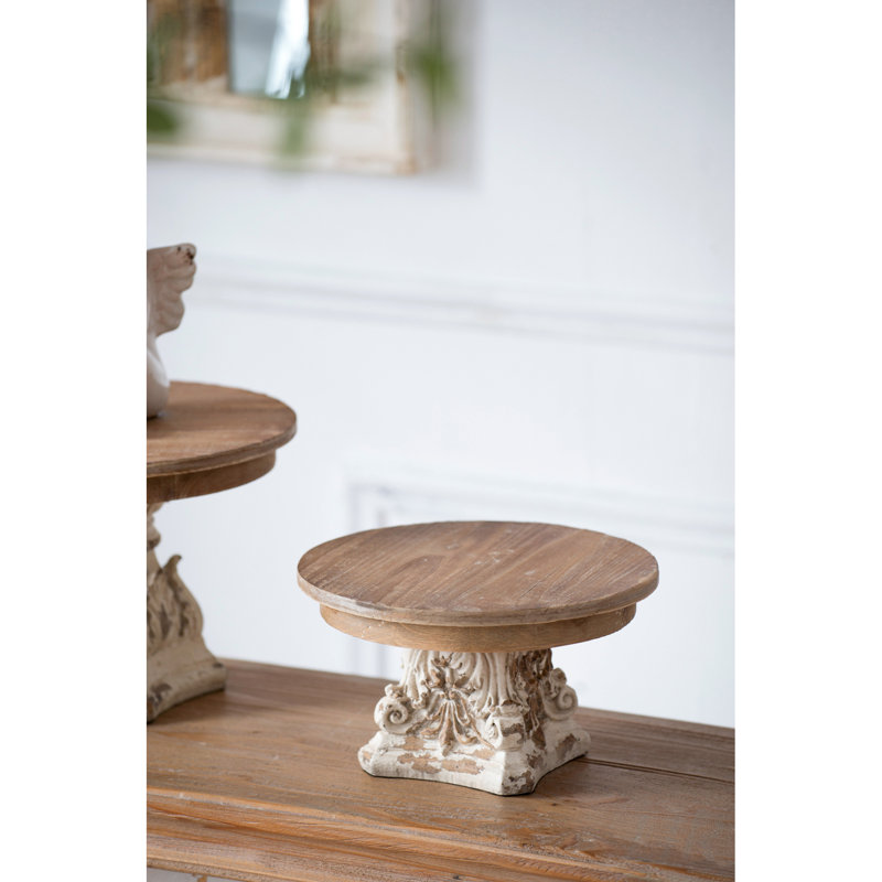 D9.5" x 5.5" Cake Stand, Wood Cake Plate with Magnesium Base