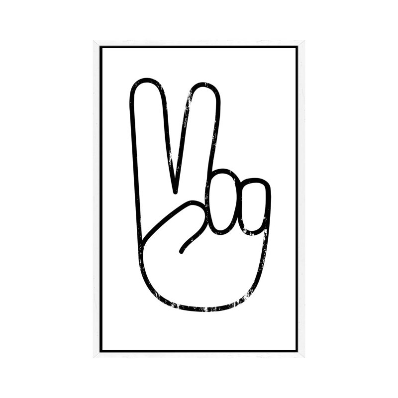 Peace Sign - Print on Canvas, White Framed, 66.04 cm H x 45.72 cm W