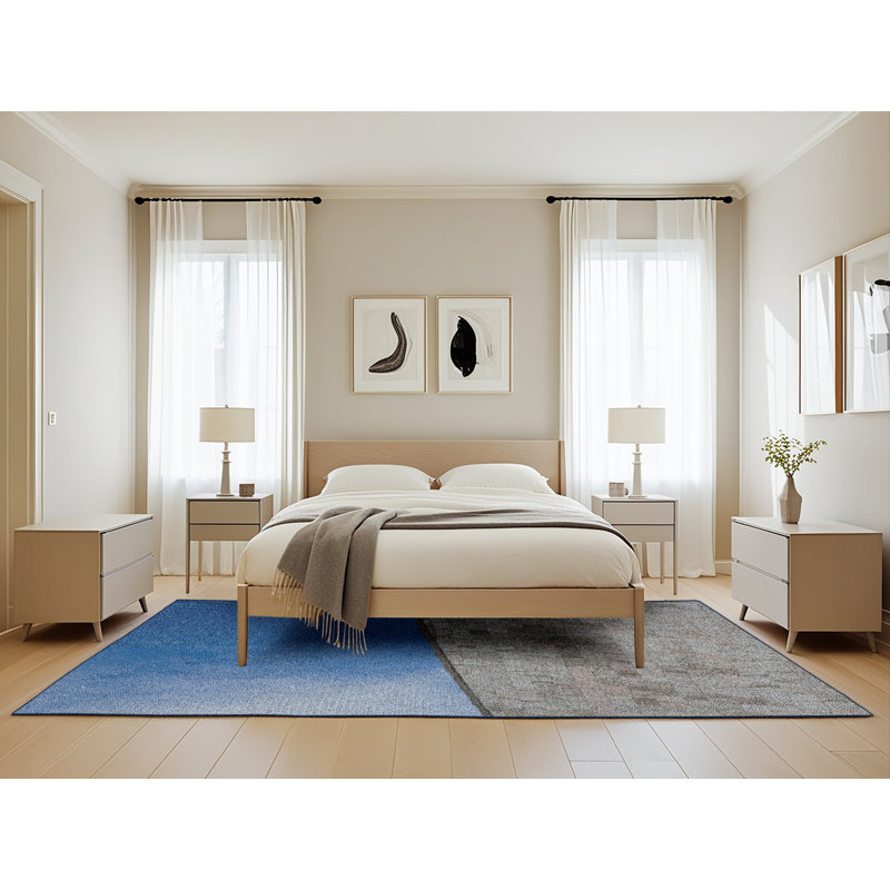 Gris Perdomo/Tapis décoratif bleu, Rectangle 5 pi x 8 pi