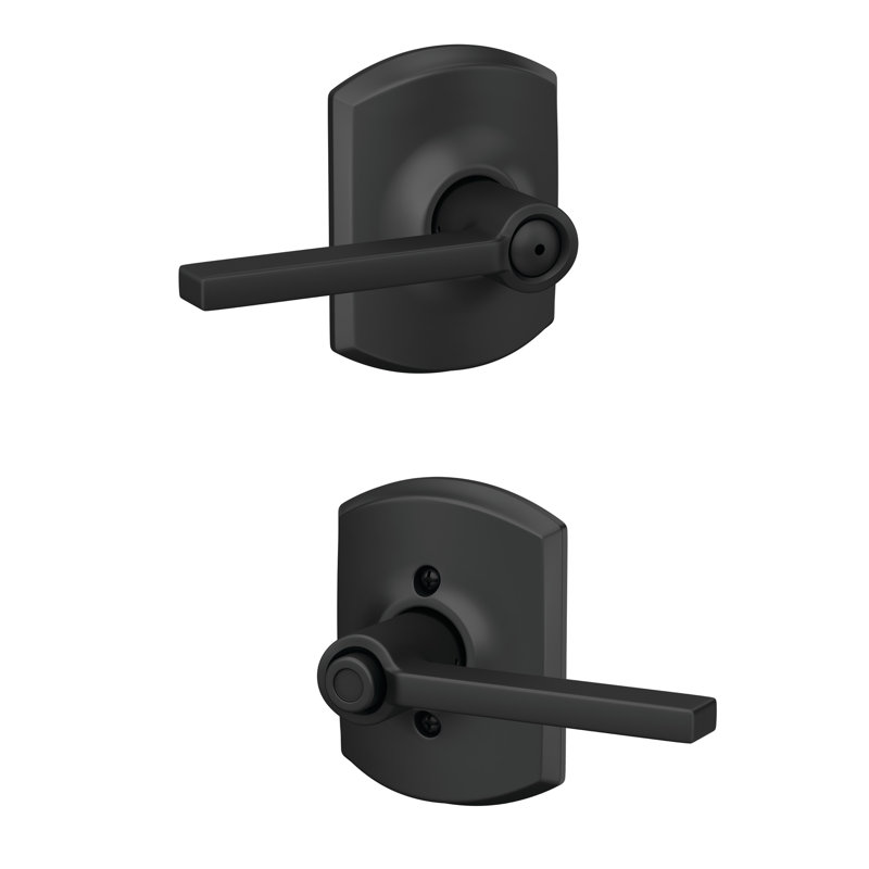 Latitude Privacy Leverset with Greenwich Rosette, Matte Black, Privacy (Bed & Bath)