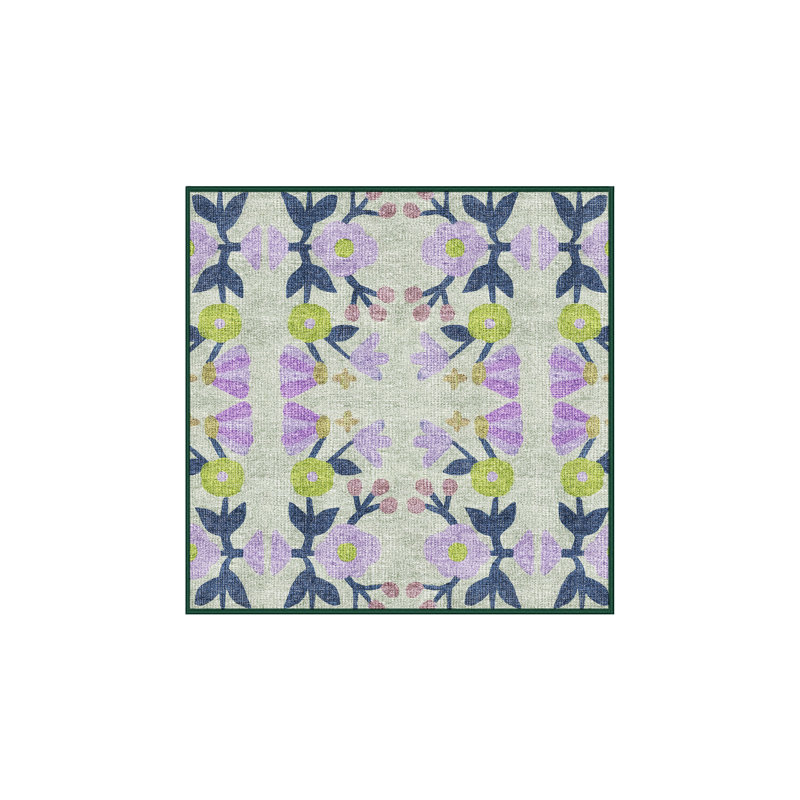 Fitima Washable Floral Indoor Rug, Square 4'