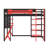 Full Size Wood Loft Bed With Desk RGB Light, Shelves-1736472936
