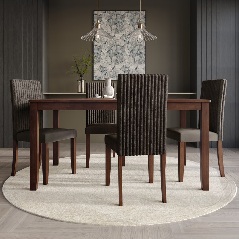 Ensemble repas, 5 pièces: table, 4 chaises, Brun