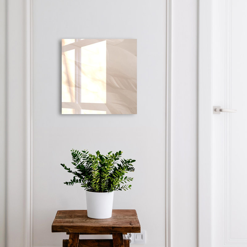 Key cabinet, Opens to the left, 30x30x5, Black, Delicate feathers in a cream shade, 