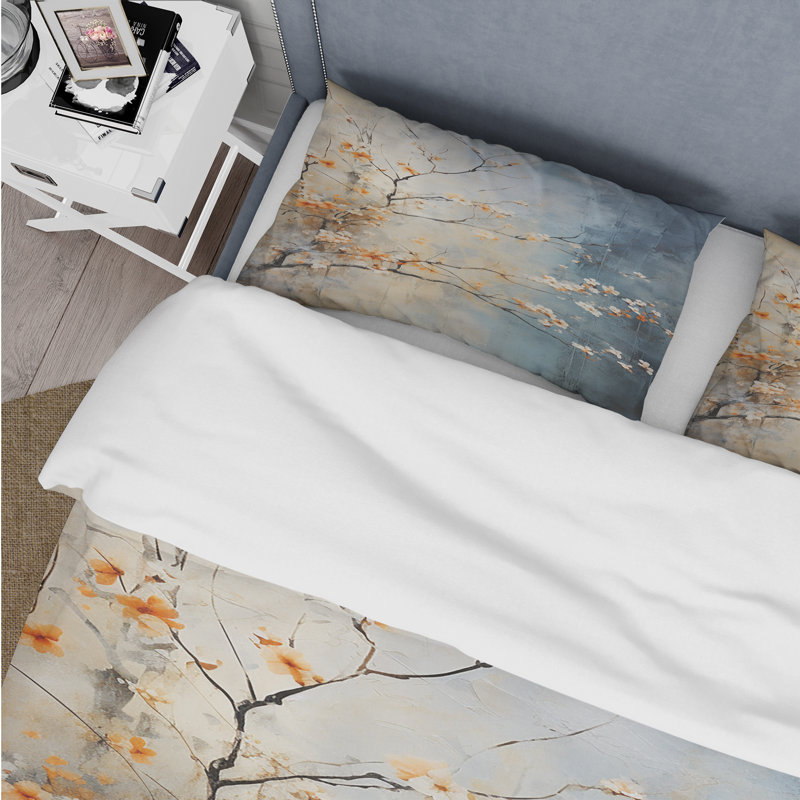 Ensemble de housse de couette érable orange sarcelle Glowing Embers III - érable