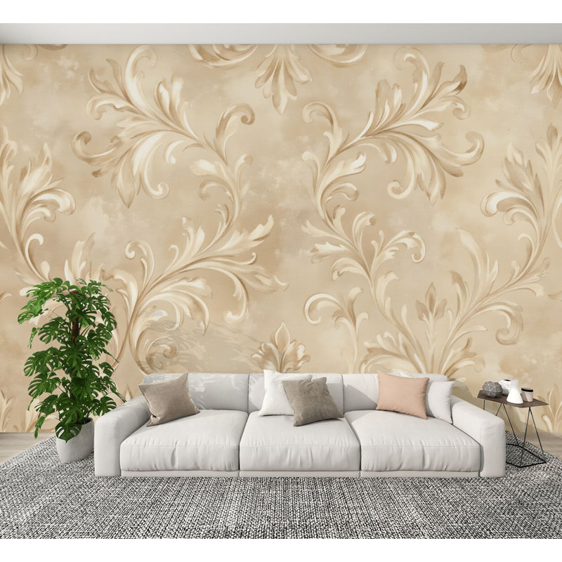 Papiers peints et adhésifs rétro à motif floral français texturé, classique, campagne, brun clair, murales murales florales, H 100 po x l 144 po, papier peint amovible en PVC, adhésif mural pour salon, chambre, bureau à domicile