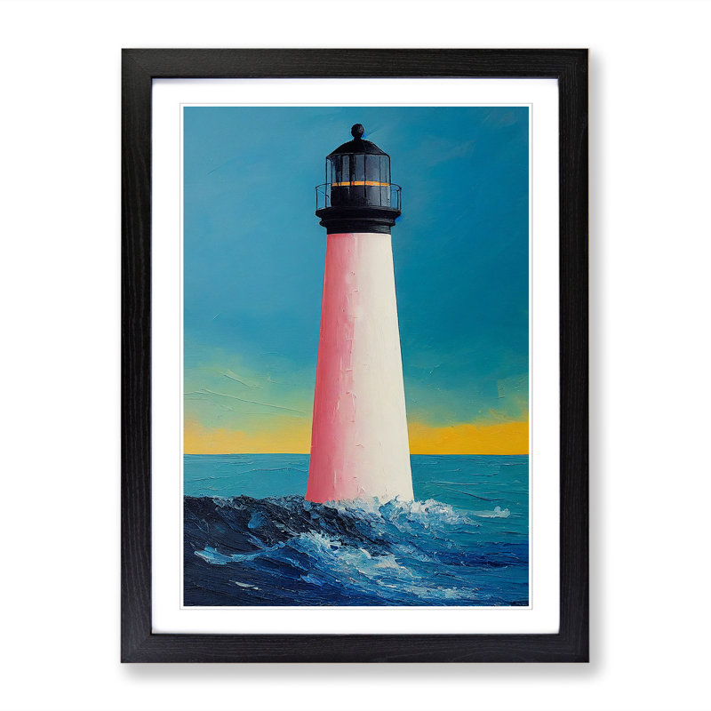 Joe Lighthouse Painted - Picture Frame Print, Black, 64cm H x 46cm W x 2cm D