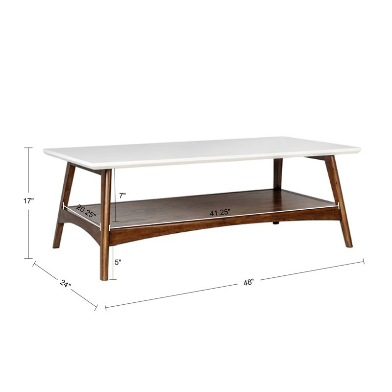 Coffee Table Living Room Table, Off-White/Pecan