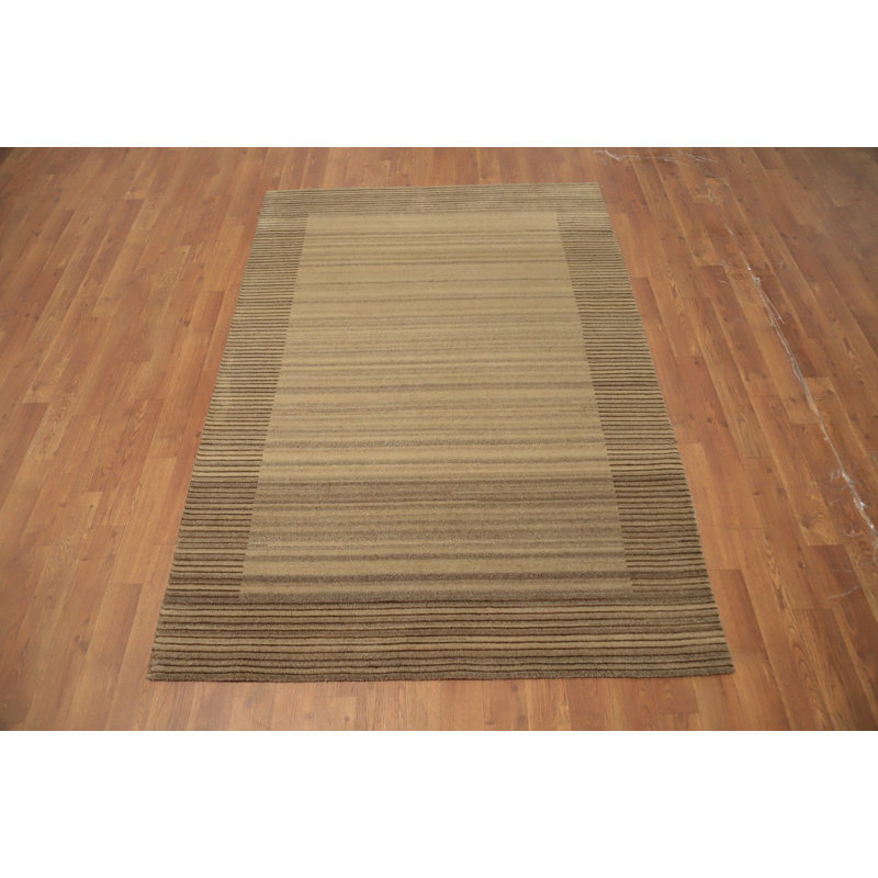 Subtle Elegance: Gradient Striped Nepalese Rug 4x6