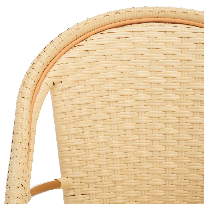 Pawel Wicker Premium All-Weather Wicker Outdoor Dining Armchair, Natural, Gold