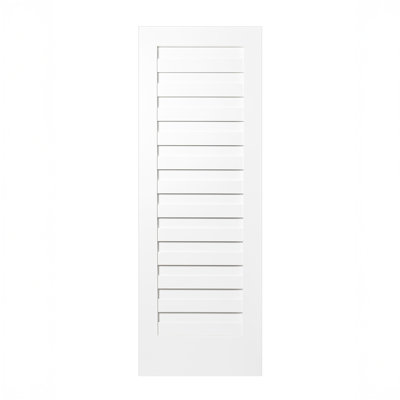 White Primed Smooth Solid Wood Core Shadow Louver Door Slab