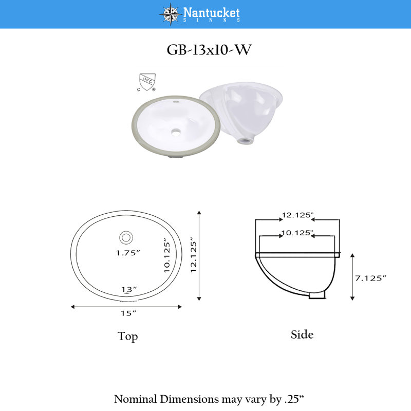 Glazed Bottom Small Undermount Ceramic Sink
