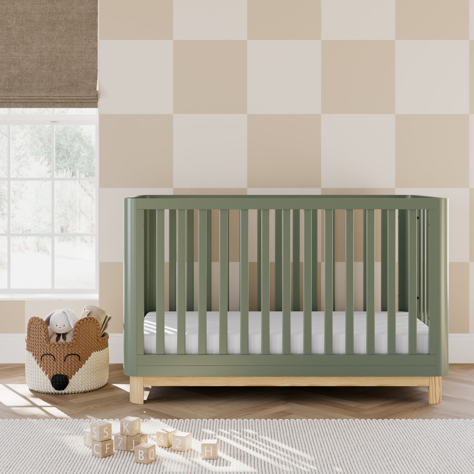 Santos 3-in-1 Convertible Crib, Olive