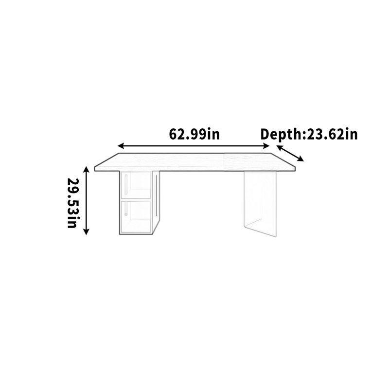 29.53" Writing Desk, 29.53" H x 62.99" W x 23.62" D