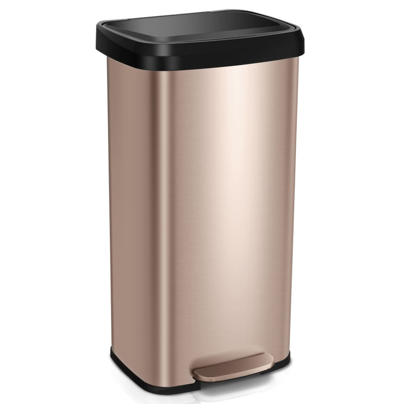 68L Recycling Pedal Bin Stainless Steel Kitchen Bin With Soft Close Lid Handle, Gold