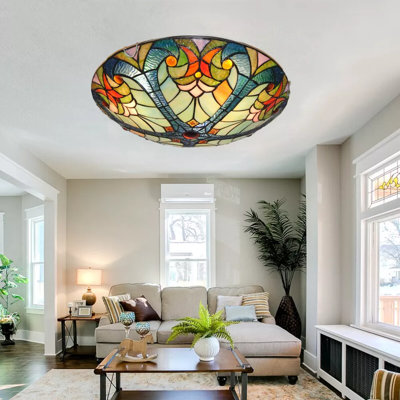 Vintage Tiffany Ceiling Lights Retro Handmade Stained Glass Ceiling Light Fixtures For Living Room Kitchen Island Bedroom Foyer