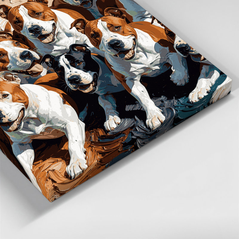 «Dogs Bull Terrier», art mural sur toile brune, H 8 po x l 8 po