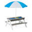 Table de pique-nique d'extérieur en bois 3 en 1 avec parasol, sable convertible et wate, certification Grey Astm et Cpsia-130203154