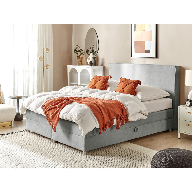 Mikelann Upholstered Lift Up Storage Bed with Mattress, Super King (6'), Grey
