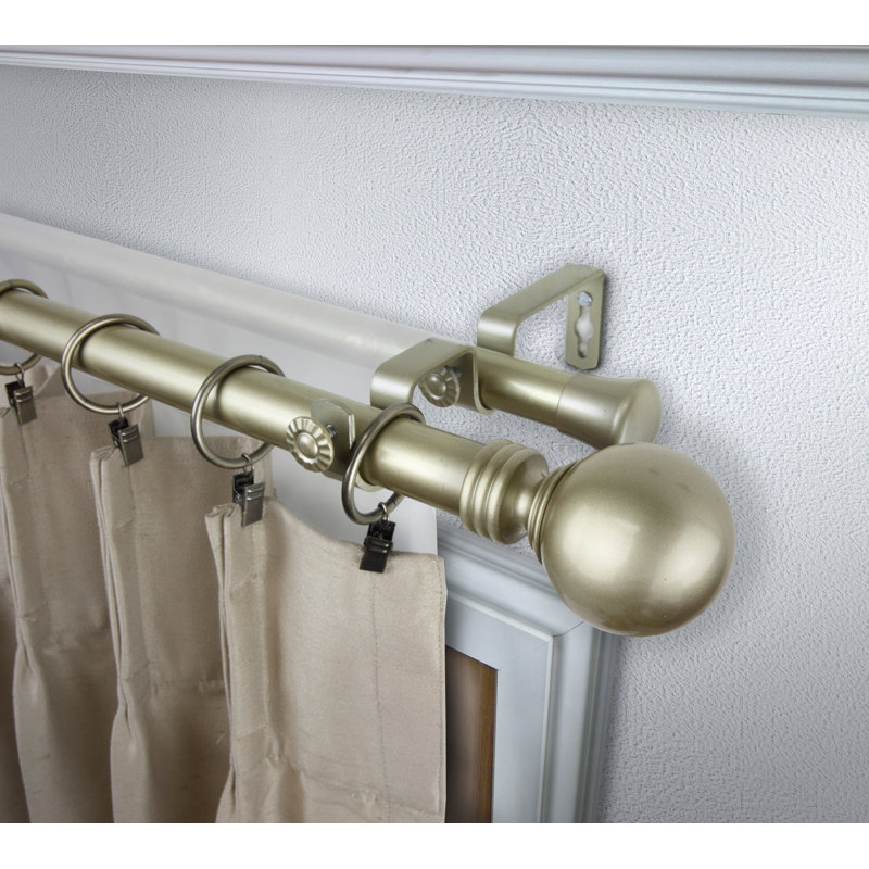 Abbeville Adjustable Double Curtain Rod, Light Gold, 160" - 240" W
