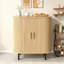 Bar à vin cannelé 28 po, armoire à vin moderne avec support à 8 grilles, tablettes réglables, portes tambour et rangement latéral caché