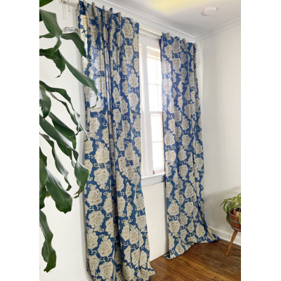 Rideau à motif floral, panneau de fenêtre bohème