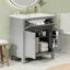 Meuble-lavabo de 30 po avec lavabo en céramique. Armoire moderne grise. 2 portes, tablette et tiroir. Fermeture en douceur.