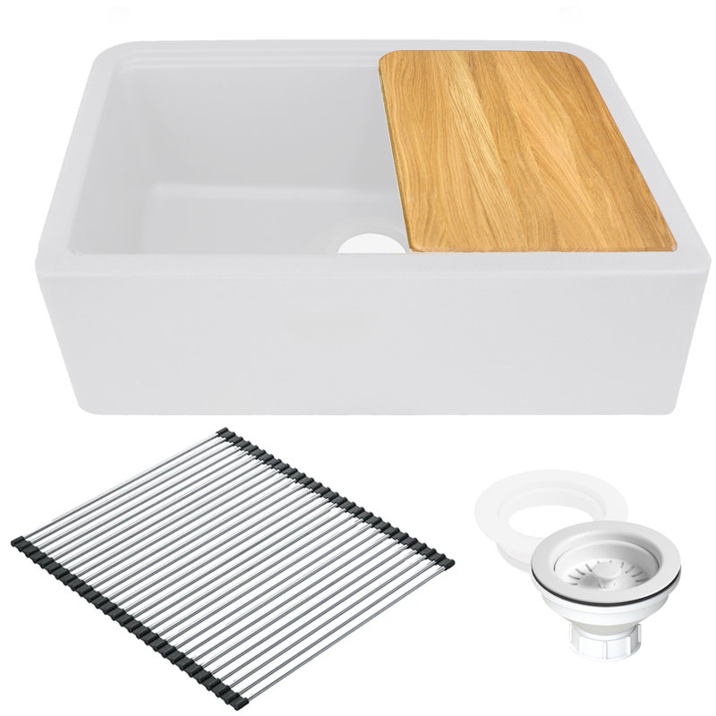 Plymouth 29.75'' L Single Basin Kitchen Sink, White