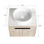 Meuble-lavabo mural 24 po. Chêne blanc avec lavabo en céramique. Porte à fermeture en douceur sans effort et vaste espace de meuble-lavabo