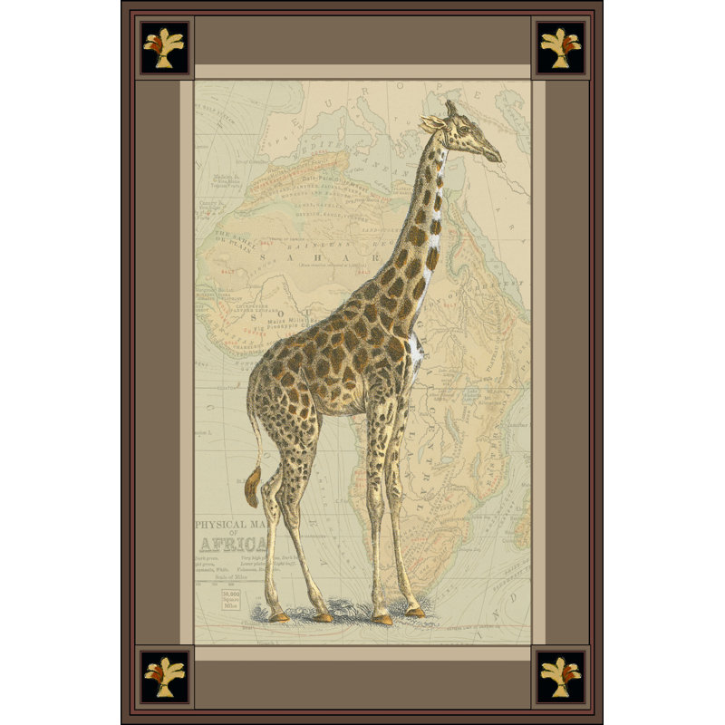 Giraffe With Border II - Wrapped Canvas Print, 46cm H x 30cm W x 3.8cm D