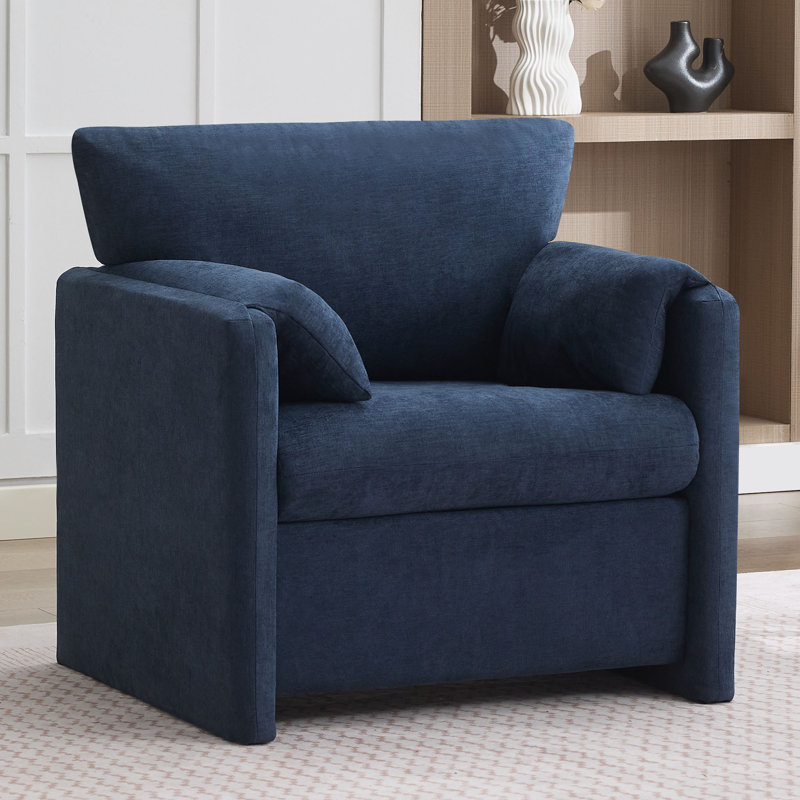 Fauteuil d'appoint surdimensionné en chenille 32,7 po, Bleu