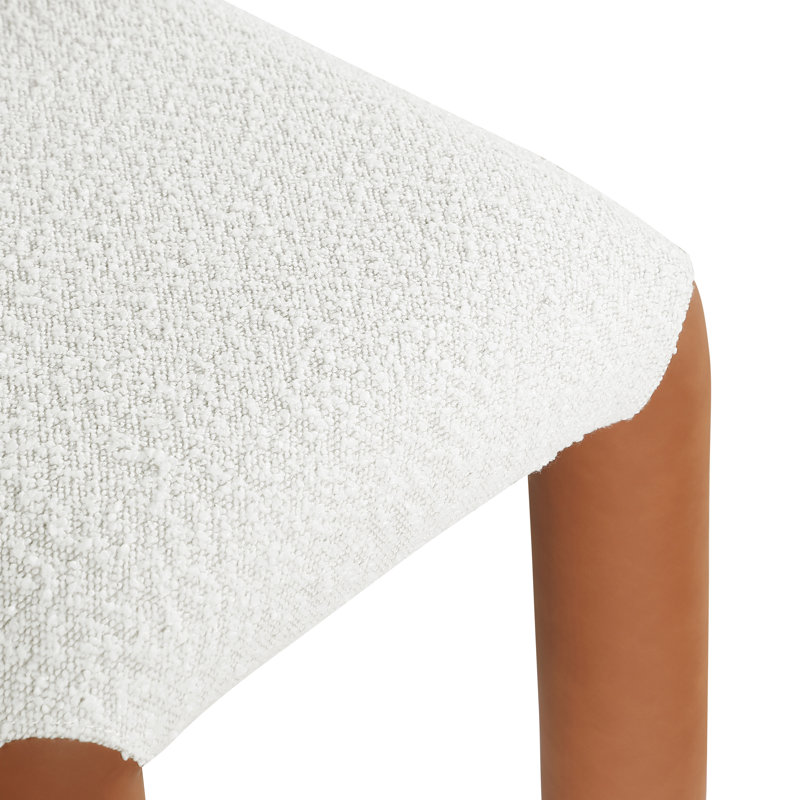 Chaise Amari, Cognac, Cuir végétalien et tissu bouclé