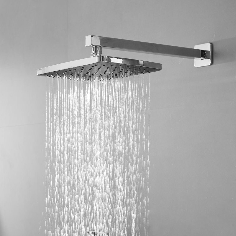 Single-Handle 3-Spray Rain Square Shower Head High-Pressure Shower Faucet (Valve Included)., Polished Chrome